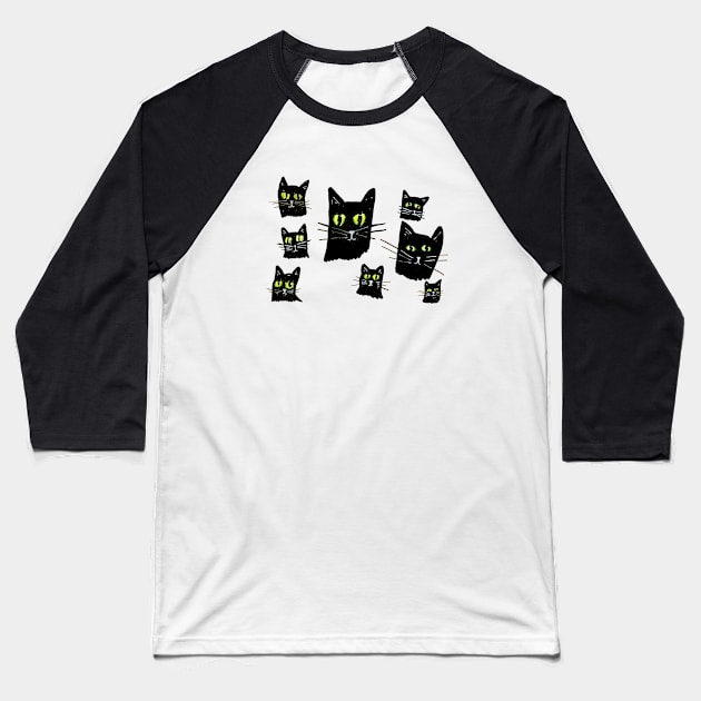 Halloween Cats Baseball T-Shirt by bubbsnugg